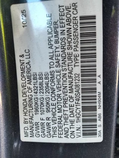 2025 Honda Accord Sedan SE