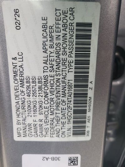 2026 Honda Accord Hybrid Sport-L