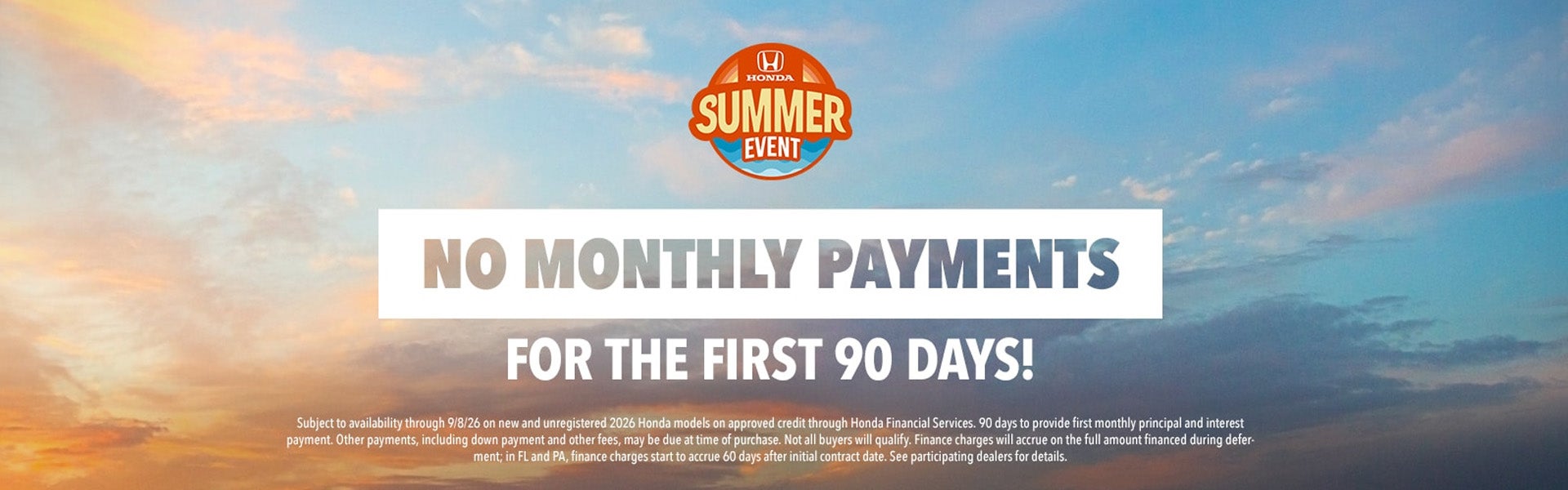 No Monthly Payments for 90 Days